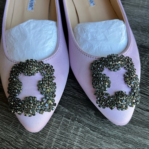 Manolo Blahnik Hangisi Embellished Lilac Flats EU36/US6 Used Once (see pics) - Picture 6 of 15